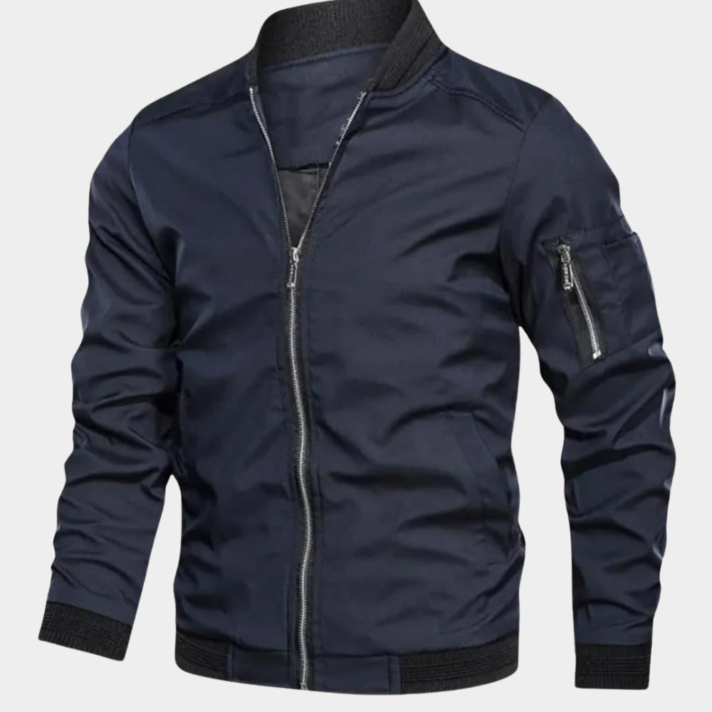 Schwarze Herren Winterjacke im Bomberstil in Marineblau