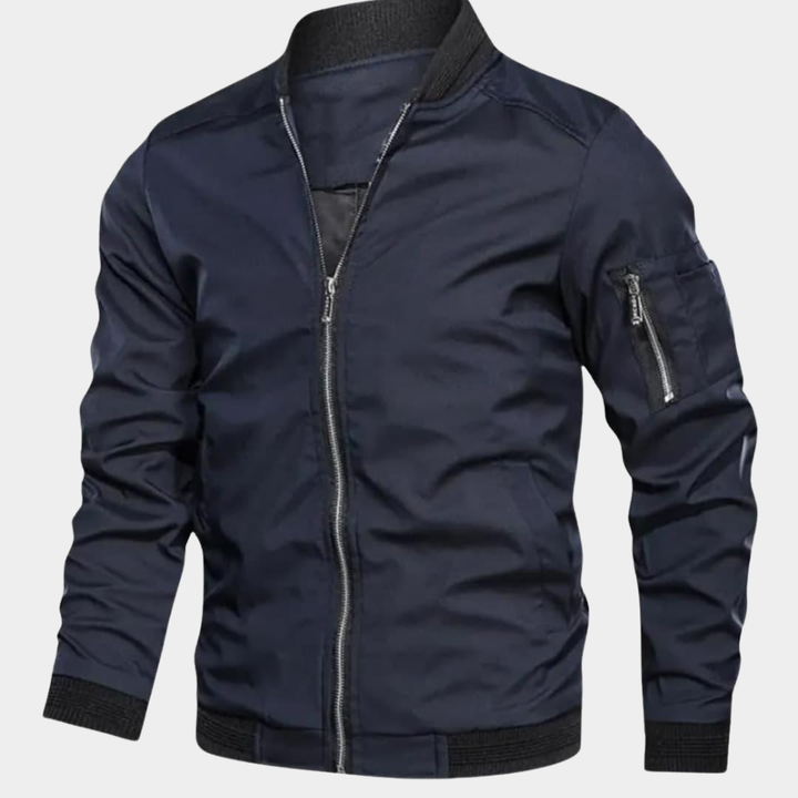 Schwarze Herren Winterjacke im Bomberstil in Marineblau