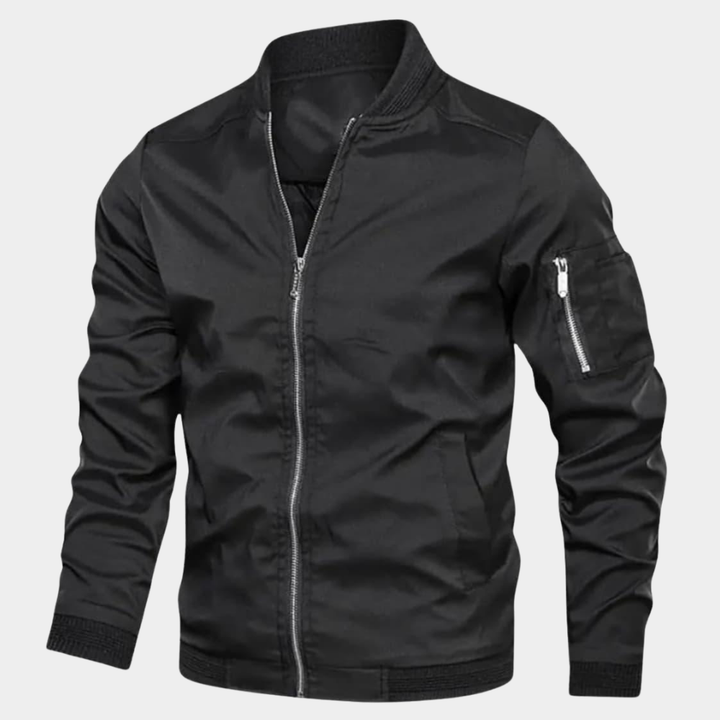 Schwarze Herren Winterjacke im Bomberstil in Schwarz