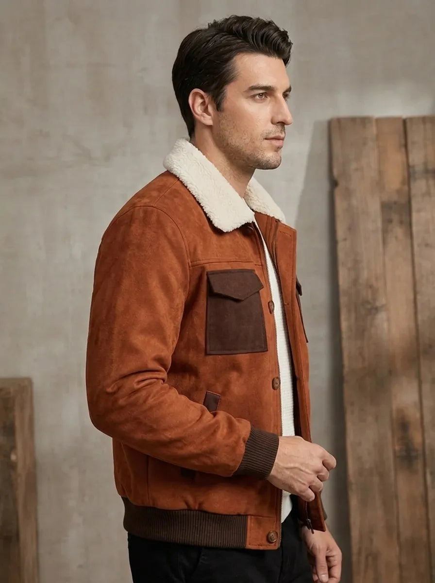 Sherpa-Jacke Herren im Vintage-Stil (2)