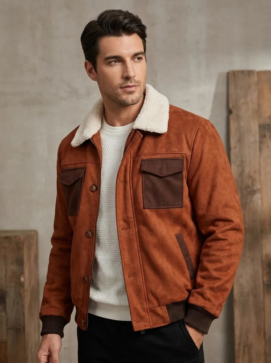 Sherpa-Jacke Herren im Vintage-Stil (3)