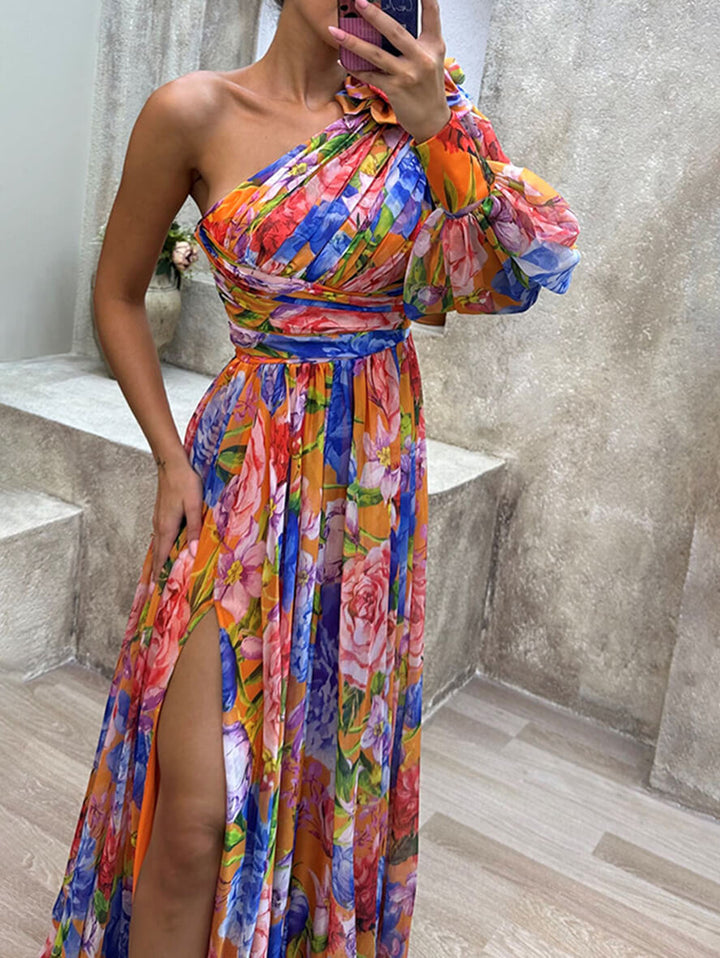Shoulder Floral Maxi Dress with Side (12)