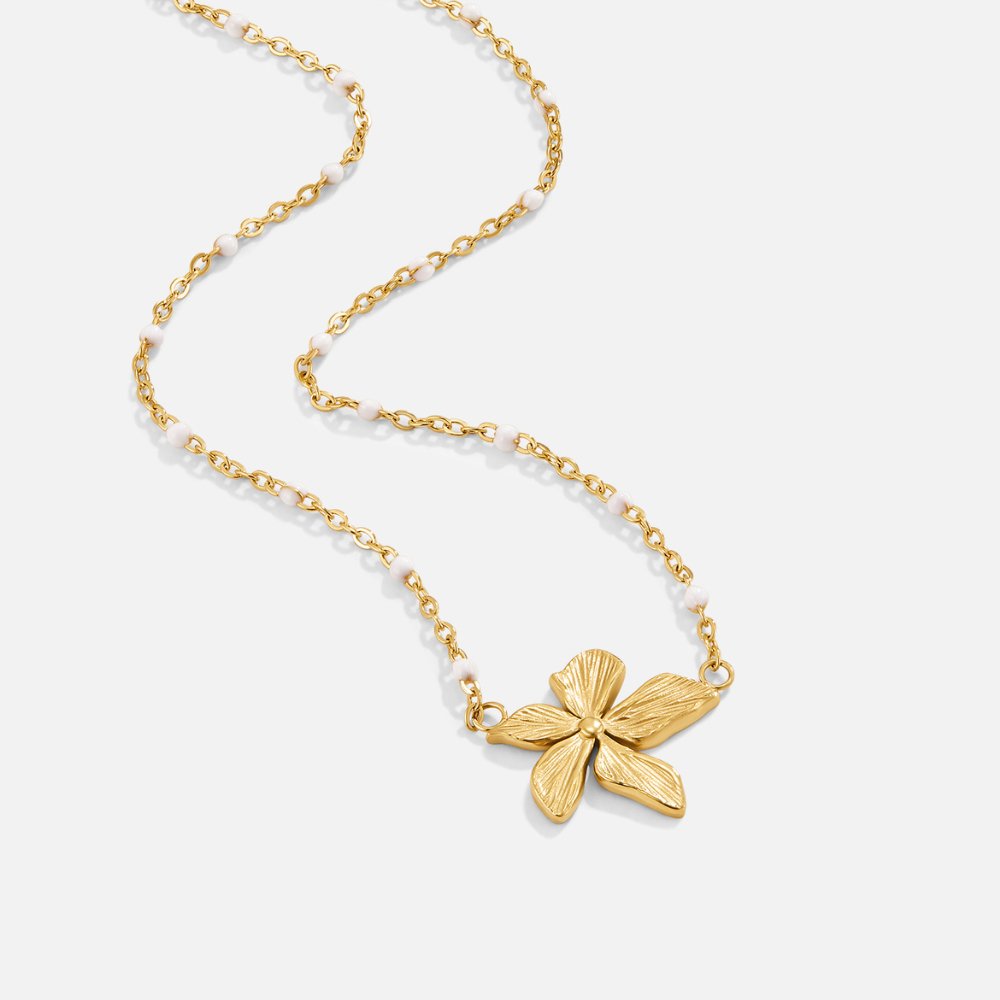 Elegante Goldfarbene Blumen Halskette