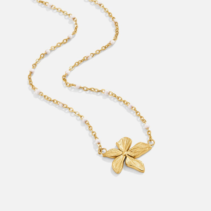Elegante Goldfarbene Blumen Halskette