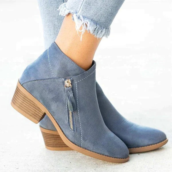 Stabile Damen Stiefelette mit Blockabsatz für Alltag in Blau