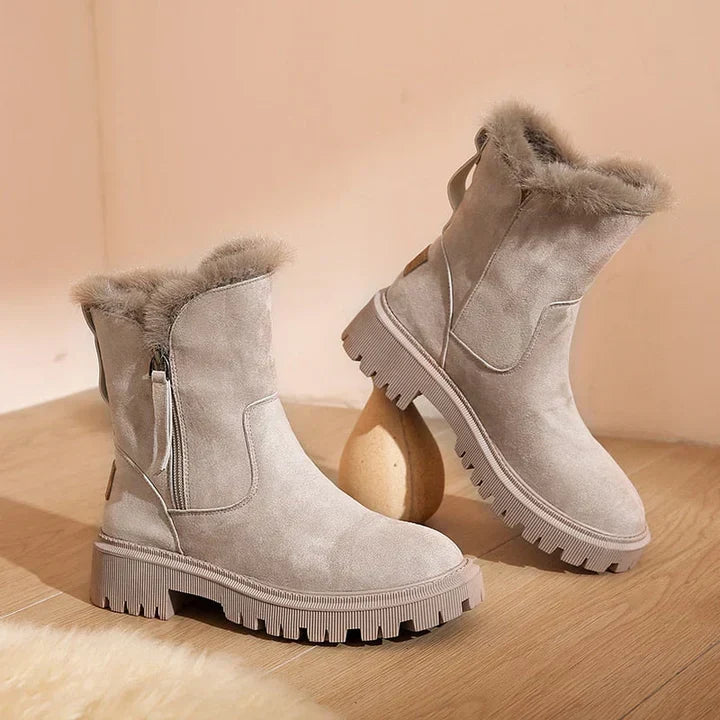 Stiefeletten Damen mit Wolle für Winter in Aprikose