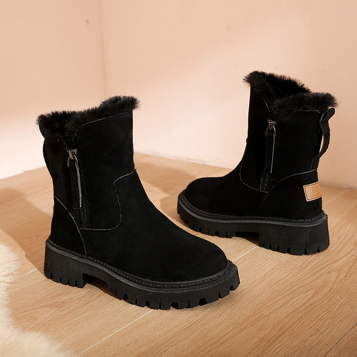Stiefeletten Damen mit Wolle für Winter in Schwarz