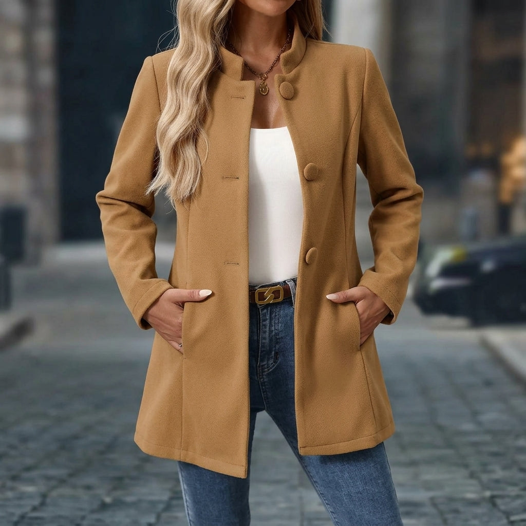 Taillierte Damen Winterjacke für Büro und Alltag in Braun