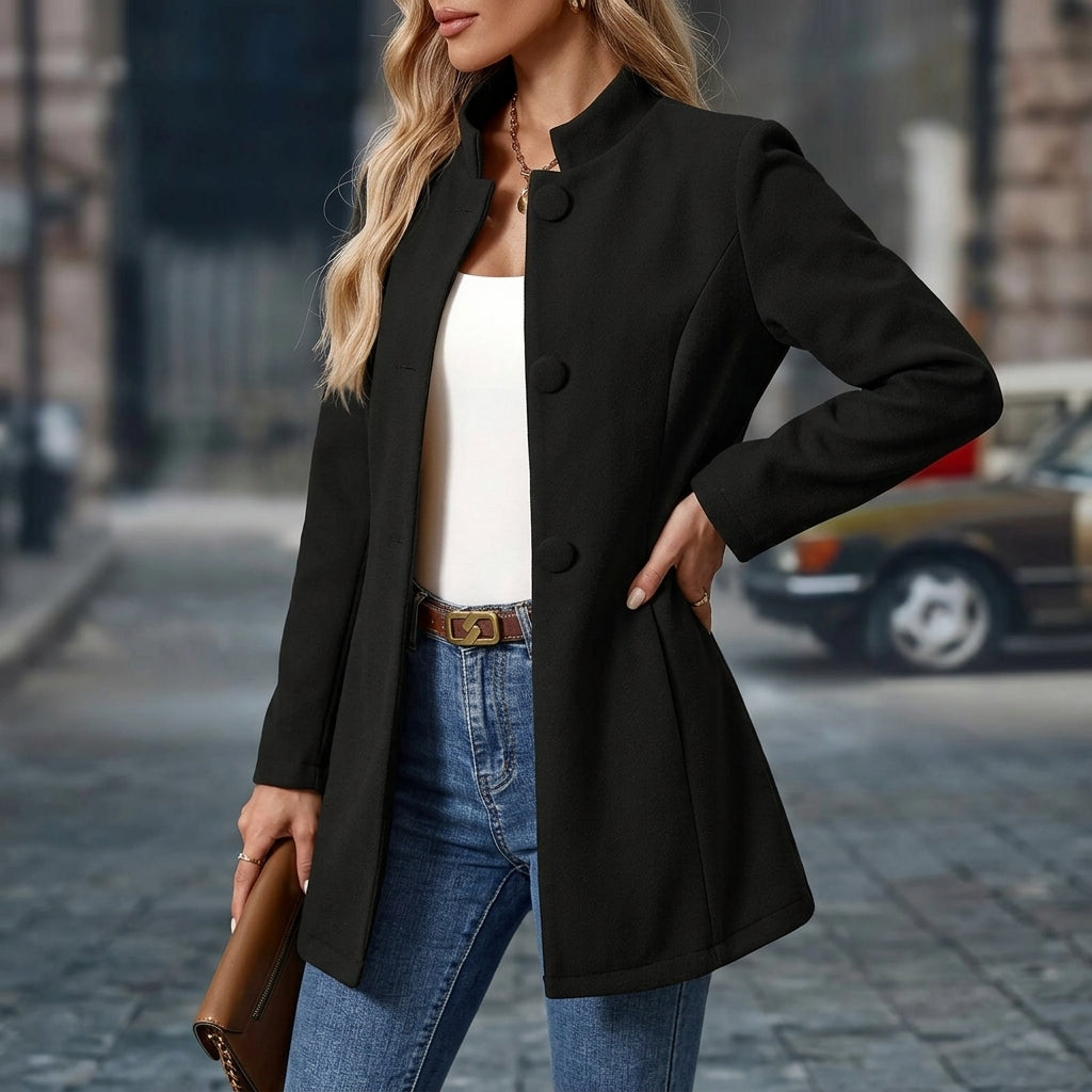 Taillierte Damen Winterjacke für Büro und Alltag in Schwarz