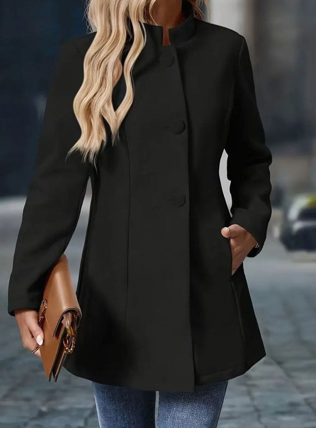 Taillierte Damen Winterjacke für den Alltag in Creme 7