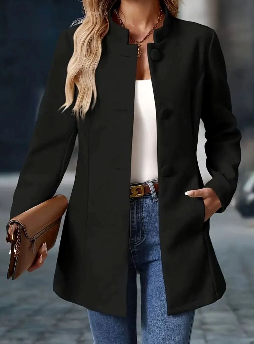 Taillierte Damen Winterjacke für den Alltag in Creme 9