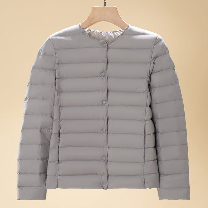 Taillierte Damen Winterjacke mit feiner Steppung in Grau