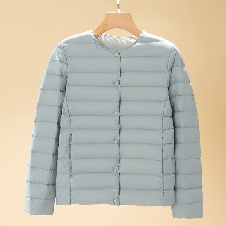Taillierte Damen Winterjacke mit feiner Steppung in Hellblau