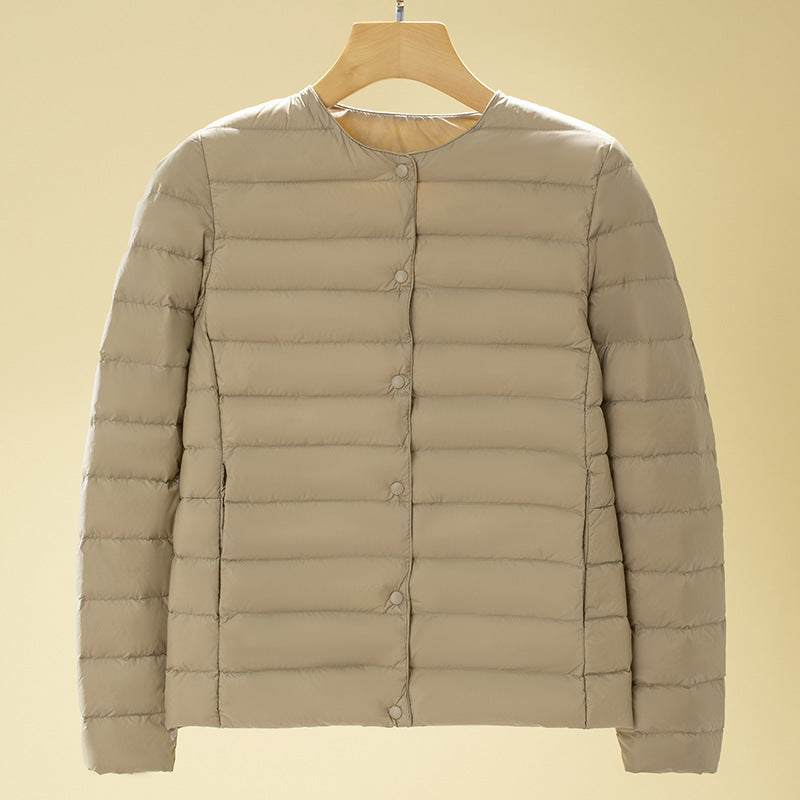 Taillierte Damen Winterjacke mit feiner Steppung in Khaki