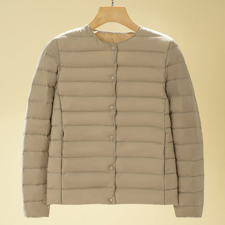 Taillierte Damen Winterjacke mit feiner Steppung in Khaki