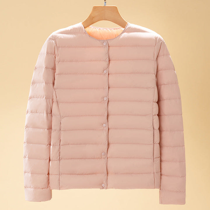 Taillierte Damen Winterjacke mit feiner Steppung in Kirschrosa