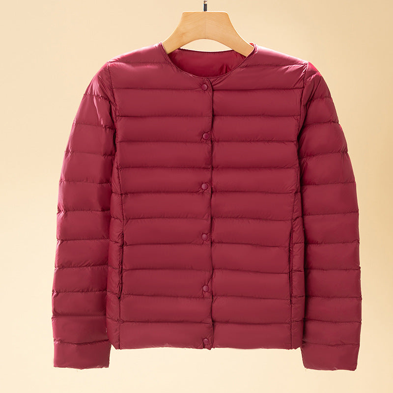 Taillierte Damen Winterjacke mit feiner Steppung in Weinrot