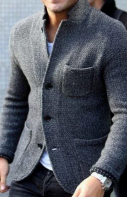 Taillierte Herrenjacke aus Wollgemisch in Grau