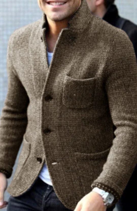 Taillierte Herrenjacke aus Wollgemisch in Khaki