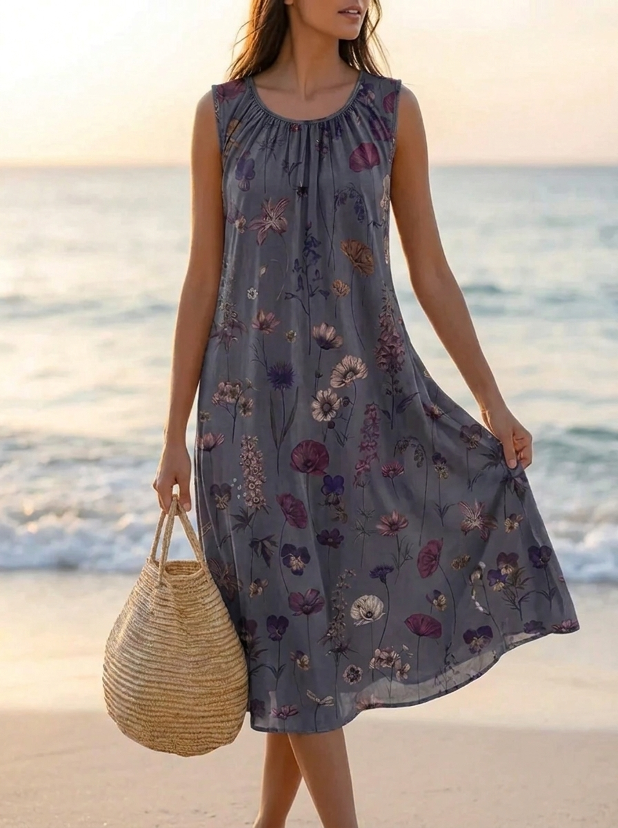 Theresa™ Elegantes Blüten Midikleid in Mehrfarbig
