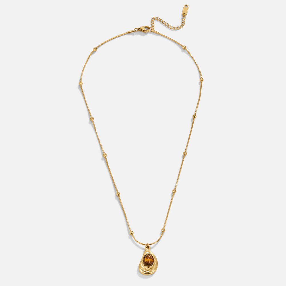 Elegante Goldfarben Halskette mit Tigerauge Stein