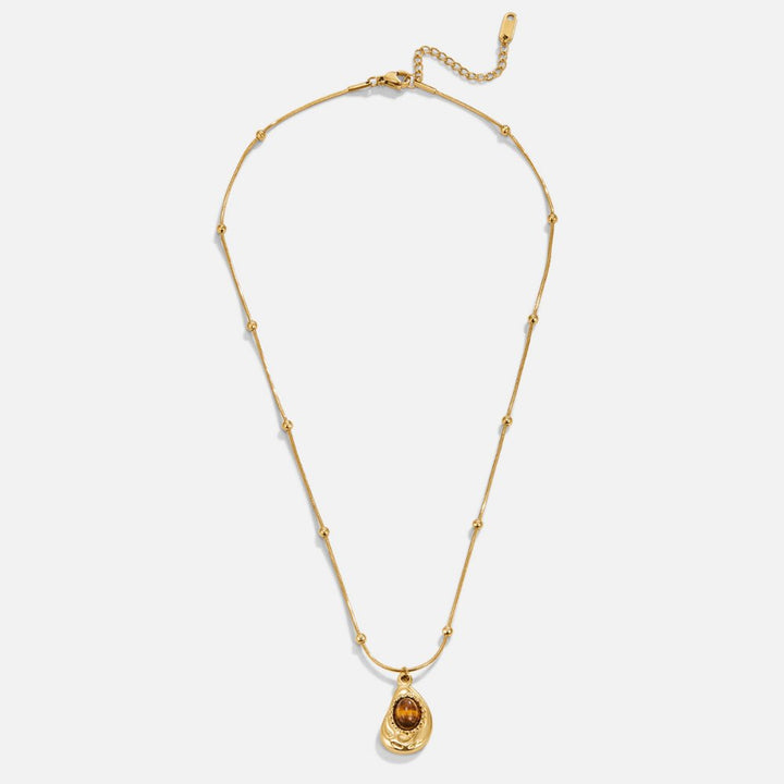 Elegante Goldfarben Halskette mit Tigerauge Stein