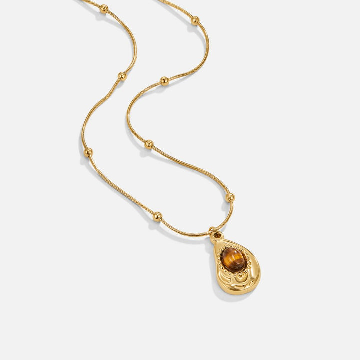 Elegante Goldfarben Halskette mit Tigerauge Stein