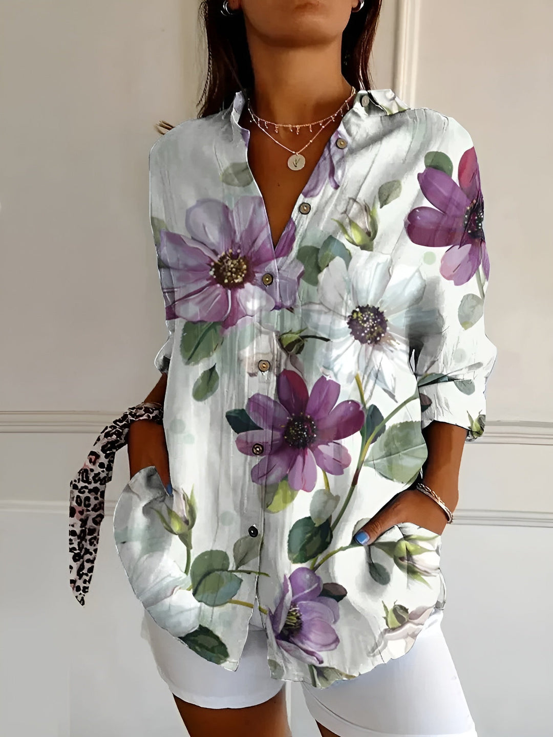 Elodie Bluse mit floralen Prints aus luftigem Stoff foto 8