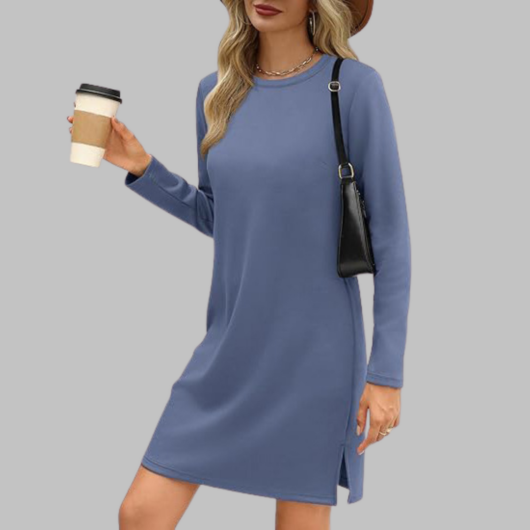 Victoria™ Elegantes Herbstminikleid in Blau