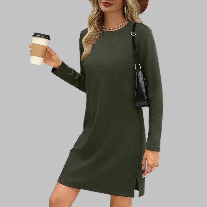 Victoria™ Elegantes Herbstminikleid in Olivgrün