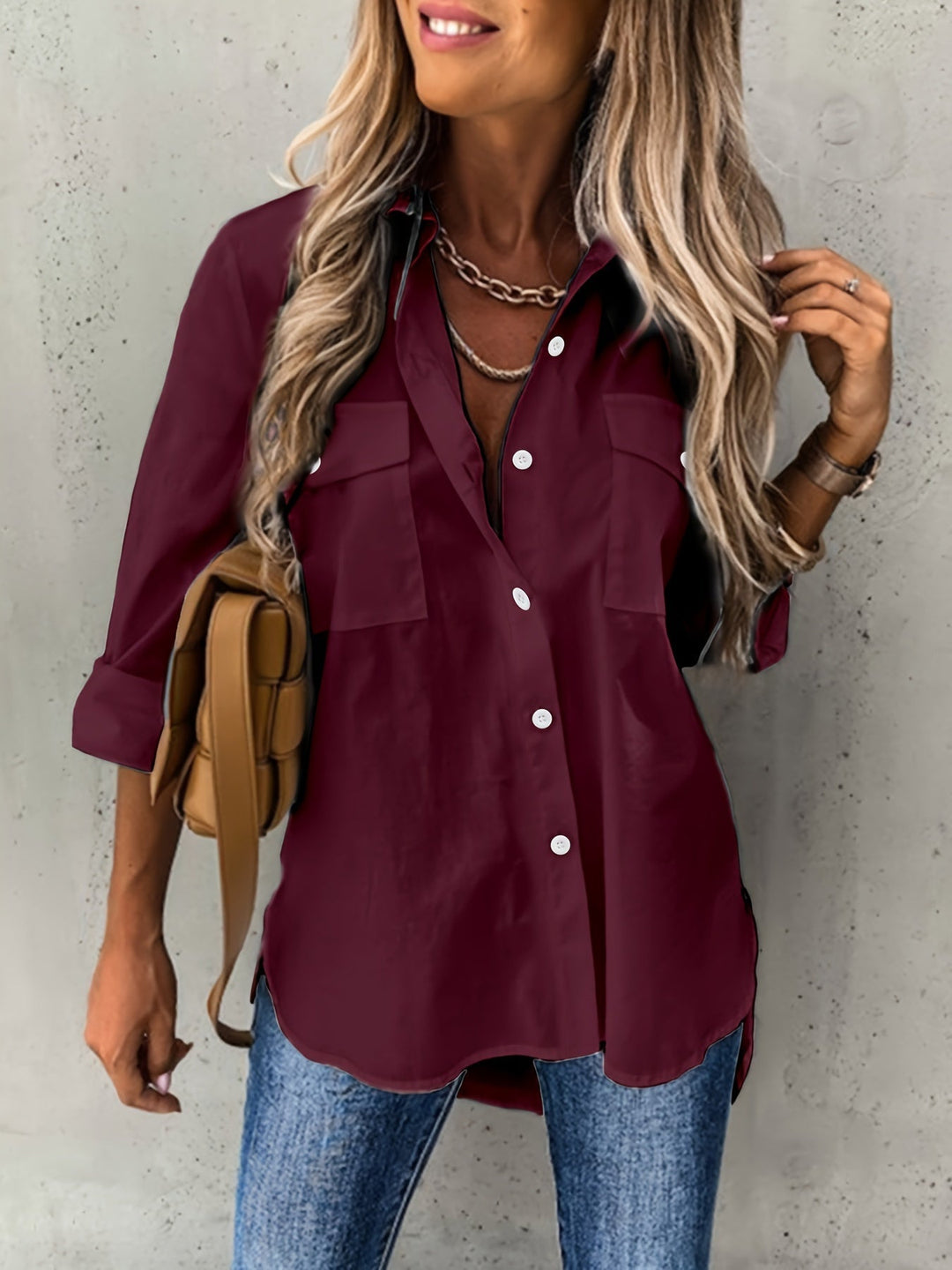 Vielseitige Business-Bluse in Burgund