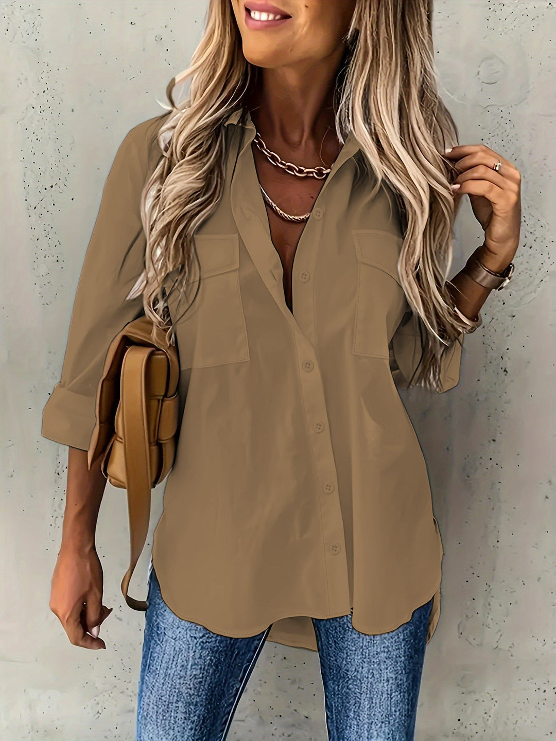 Vielseitige Business-Bluse in Khaki