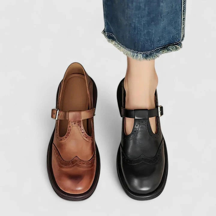 Vielseitige Damen Stiefeletten mit T-Riemen aus Leder (6)