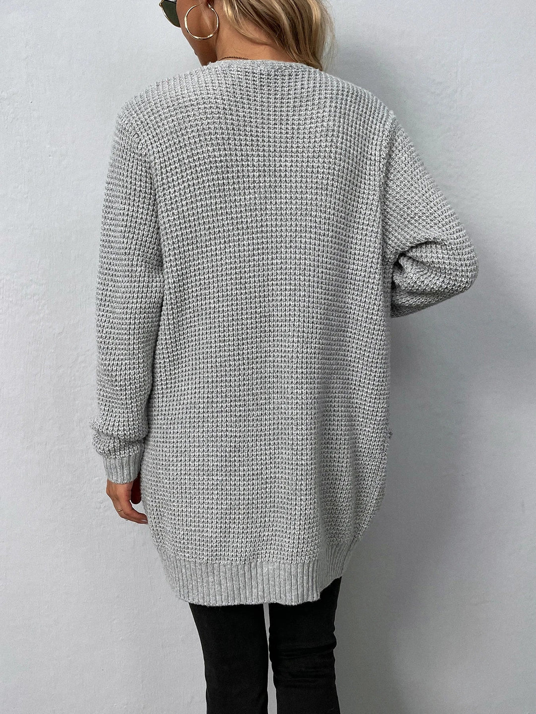 Vielseitige Damen Strickjacke mit Taschen zum Styling (5)