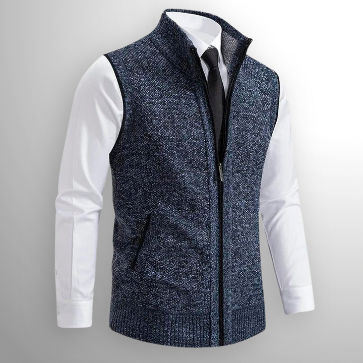 Vielseitige Herren Strickjacke mit durchgehendem Reißverschluss in Blau