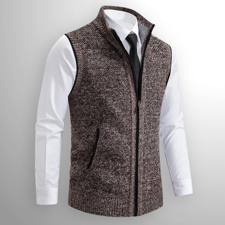 Vielseitige Herren Strickjacke mit durchgehendem Reißverschluss in Braun