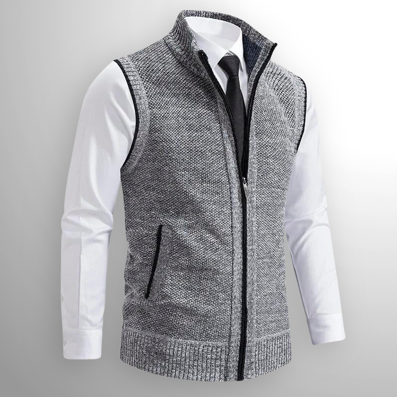 Vielseitige Herren Strickjacke mit durchgehendem Reißverschluss in Grau