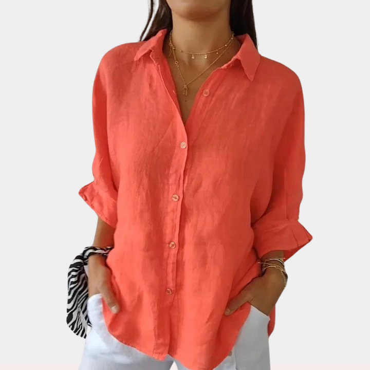 Vielseitige Leinen Bluse in Orange