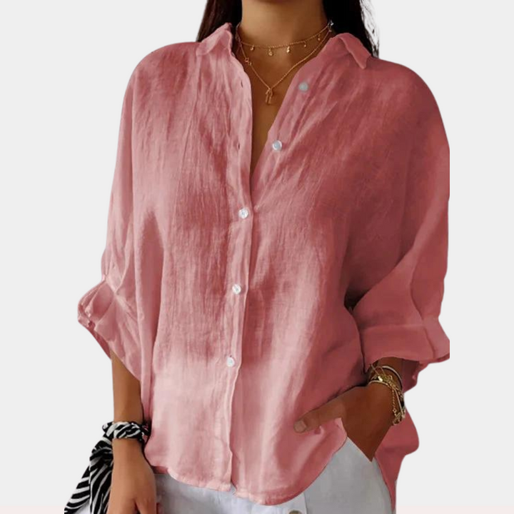 Vielseitige Leinen Bluse in Rosa