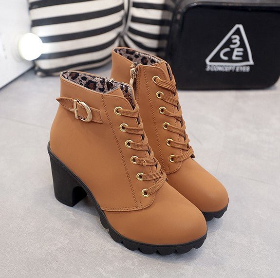 Vintage Damen Stiefeletten mit Schnürung für Herbst (4)