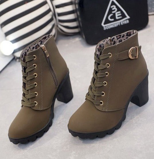 Vintage Damen Stiefeletten mit Schnürung für Herbst (5)