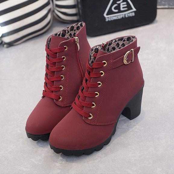 Vintage Damen Stiefeletten mit Schnürung für Herbst (8)