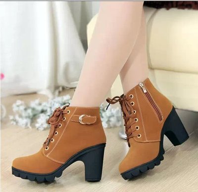 Vintage Damen Stiefeletten mit Schnürung für Herbst in Auburn