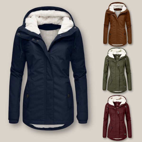 Warme Damen Jacke für Herbst gefüttert (12)