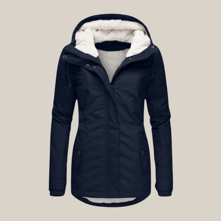 Warme Damen Jacke für Herbst gefüttert in Blau