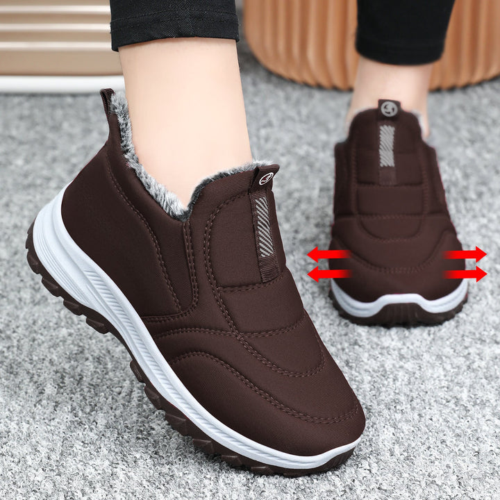 Warme Damen Stiefeletten für den Winter in Damen Kaffee Braun