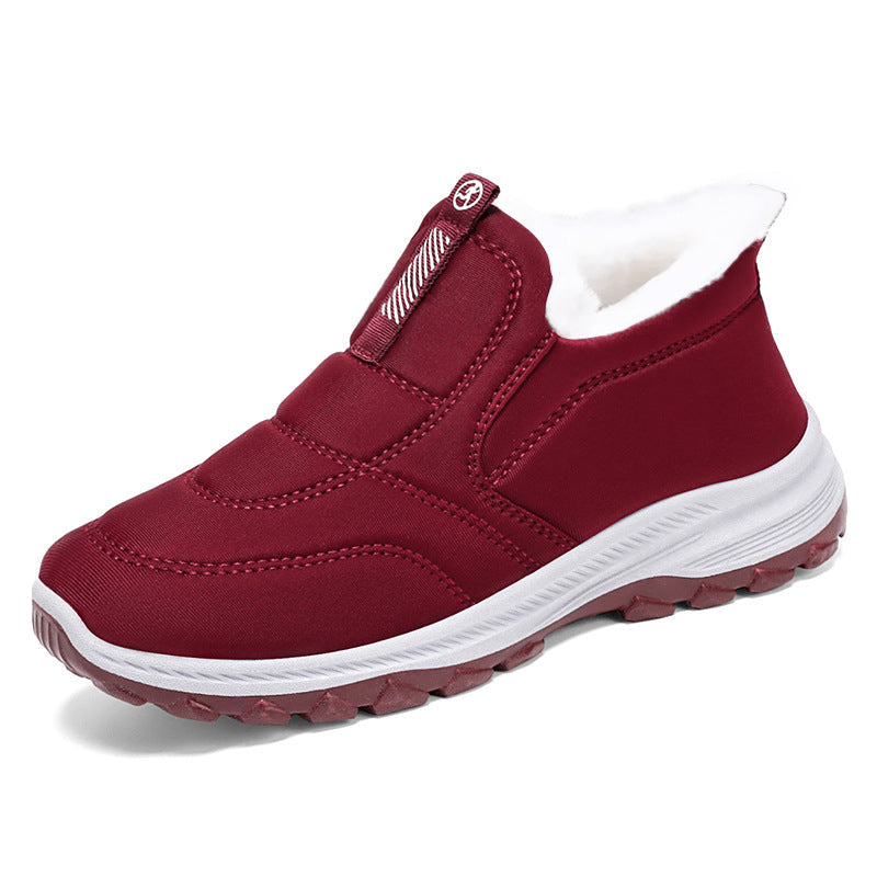 Warme Damen Stiefeletten für den Winter in Damen Rot Weiß Wolle