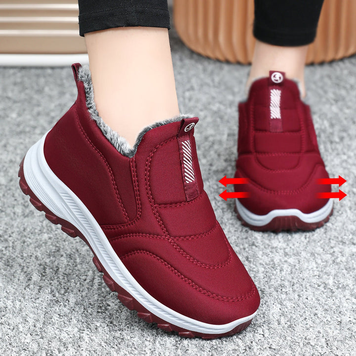 Warme Damen Stiefeletten für den Winter in Damen Rot