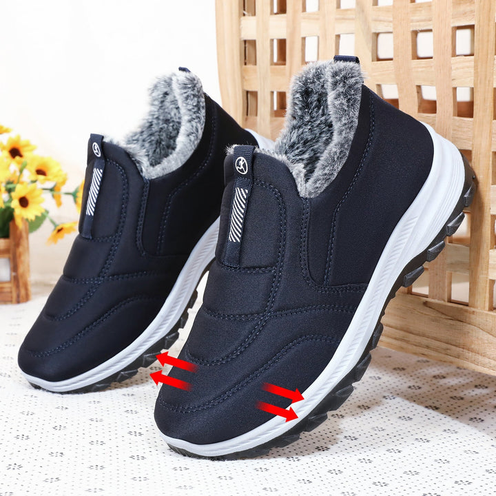 Warme Damen Stiefeletten für den Winter in Herren Blau PE Tasche