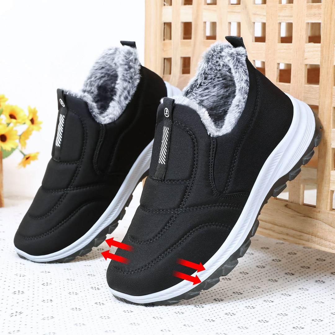Warme Damen Stiefeletten für den Winter in Herren Schwarz PE Tasche